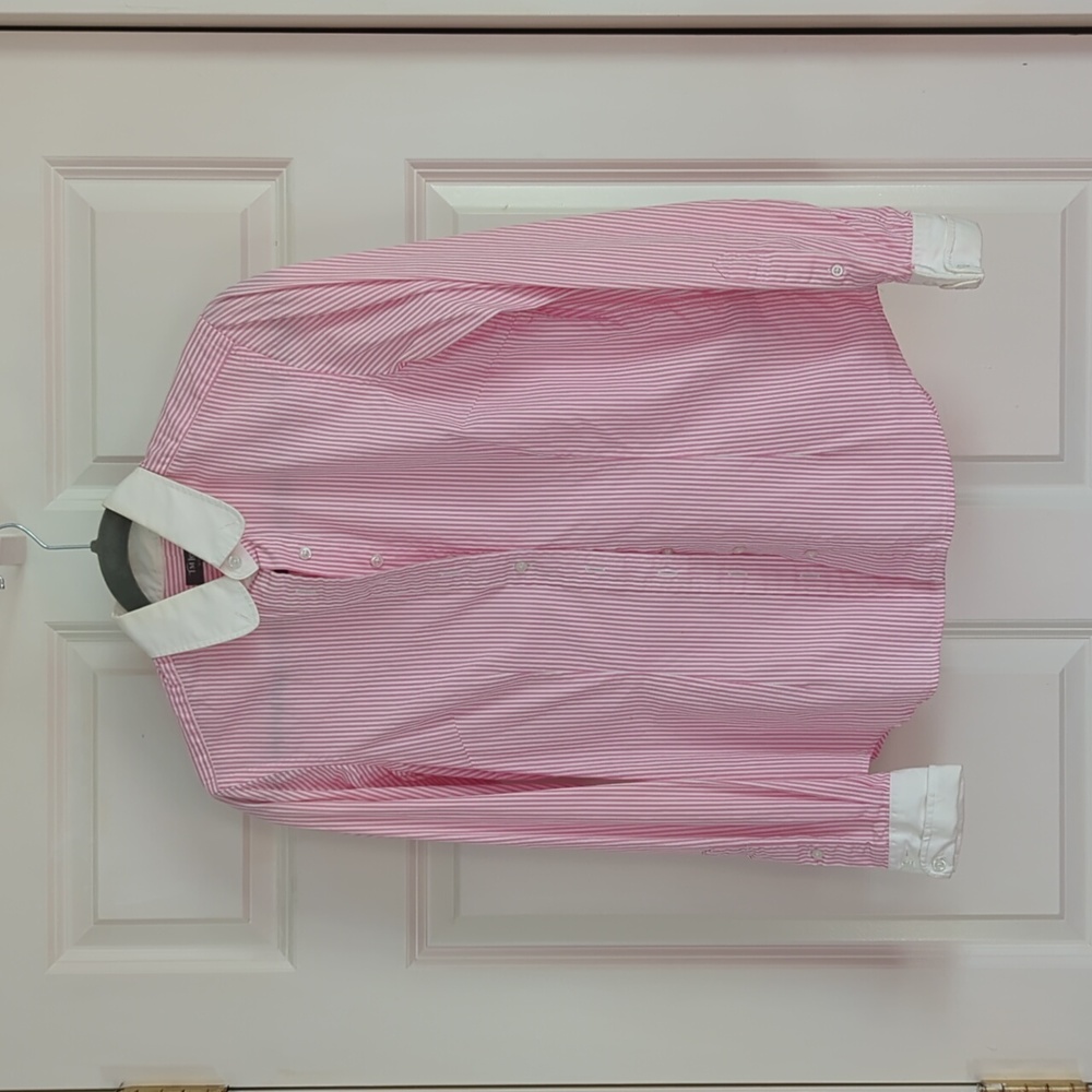 TM Lewin Pink & White Striped Button down top